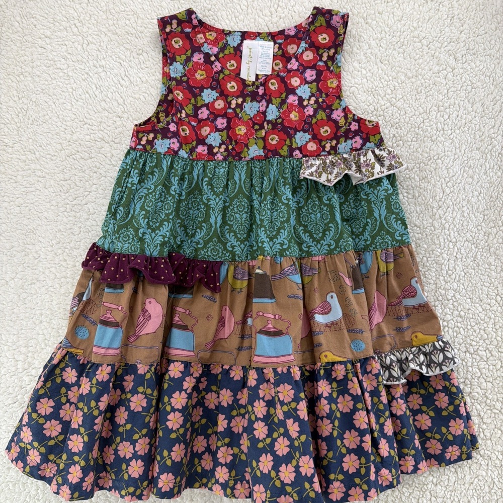 Matilda Jane Shasta Dress‎ Paint By Numbers Bird Floral Patchwork Girls 6